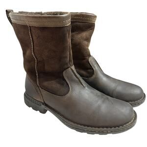 UGG Men's Hartsville Sheepskin Brown Leather Lined Winter Snow Boots Size 9, EUC